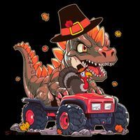 Funny Thanksgiving Dinosaur And Turkey Riding Monster Truck Coffee Mug thumb 5