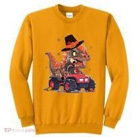 Funny Thanksgiving Dinosaur And Turkey Riding Monster Truck Sweatshirt thumb 0