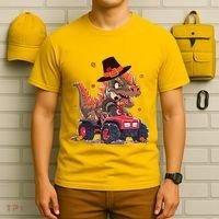 Funny Thanksgiving Dinosaur And Turkey Riding Monster Truck T-Shirt thumb 6