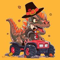 Funny Thanksgiving Dinosaur And Turkey Riding Monster Truck Baby Bodysuit thumb 2