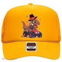 Funny Thanksgiving Dinosaur And Turkey Riding Monster Truck Hat thumb 0