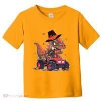 Funny Thanksgiving Dinosaur And Turkey Riding Monster Truck Toddler T-Shirt thumb 0