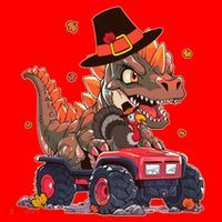 Funny Thanksgiving Dinosaur And Turkey Riding Monster Truck Santa Hat thumb 1