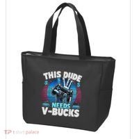 Funny This Dude Needs V Bucks Will Work For Bucks Gamer Tote Bag thumb 3
