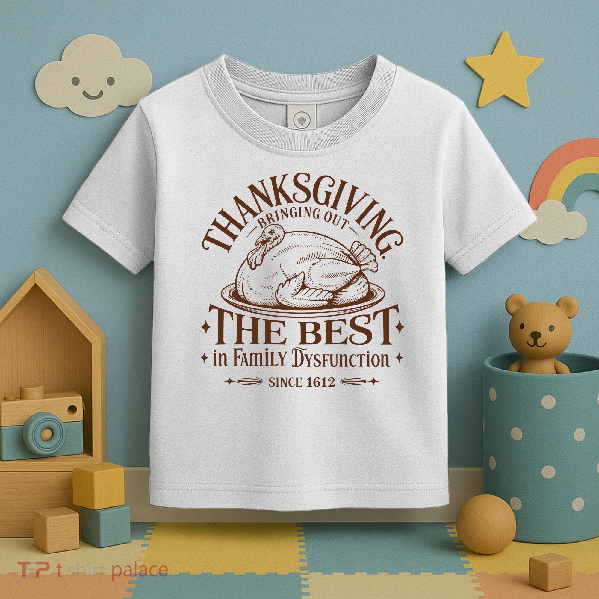 Family Thanksgiving Dysfunction Funny Sarcastic Trukey Dinner Toddler T-Shirt