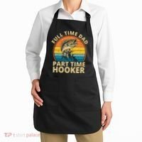 Full Time Dad Part Time Hooker Funny Fishing Retro Apron thumb 2