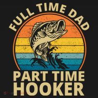 Full Time Dad Part Time Hooker Funny Fishing Retro Apron thumb 3