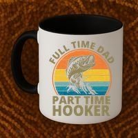 Full Time Dad Part Time Hooker Funny Fishing Retro Coffee Mug thumb 2