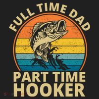 Full Time Dad Part Time Hooker Funny Fishing Retro Beanie thumb 2