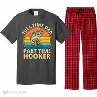 Full Time Dad Part Time Hooker Funny Fishing Retro Pajama Set thumb 0