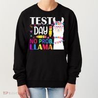 funny Test Day No Prob-llama Llama Teacher Women's Sweatshirt thumb 0