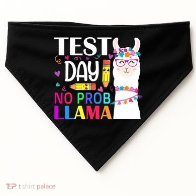 funny Test Day No Prob-llama Llama Teacher USA-Made Doggie Bandana