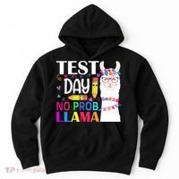 funny Test Day No Prob-llama Llama Teacher Hoodie thumb 0