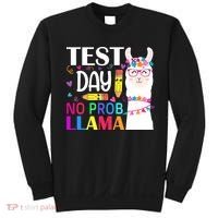 funny Test Day No Prob-llama Llama Teacher Sweatshirt thumb 0