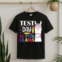 funny Test Day No Prob-llama Llama Teacher T-Shirt thumb 2