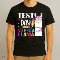 funny Test Day No Prob-llama Llama Teacher T-Shirt thumb 3