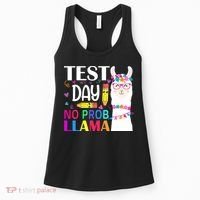 funny Test Day No Prob-llama Llama Teacher Women's Tank Top thumb 0