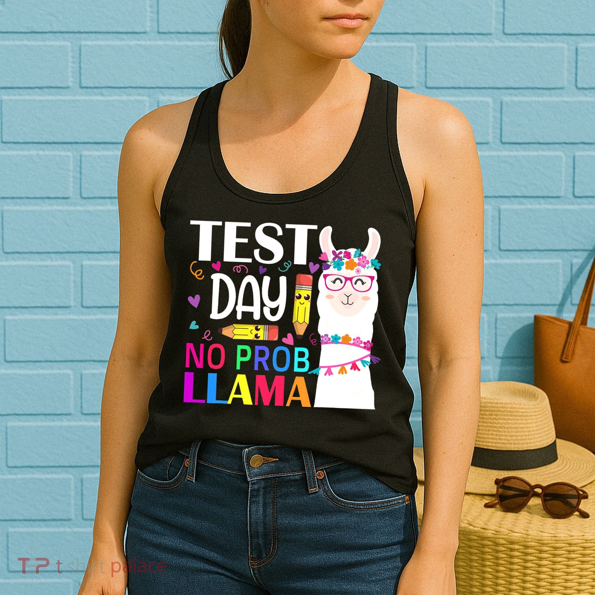 funny Test Day No Prob-llama Llama Teacher Women's Tank Top