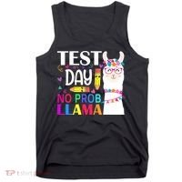 funny Test Day No Prob-llama Llama Teacher Tank Top thumb 0