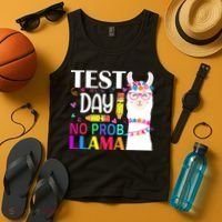 funny Test Day No Prob-llama Llama Teacher Tank Top thumb 4