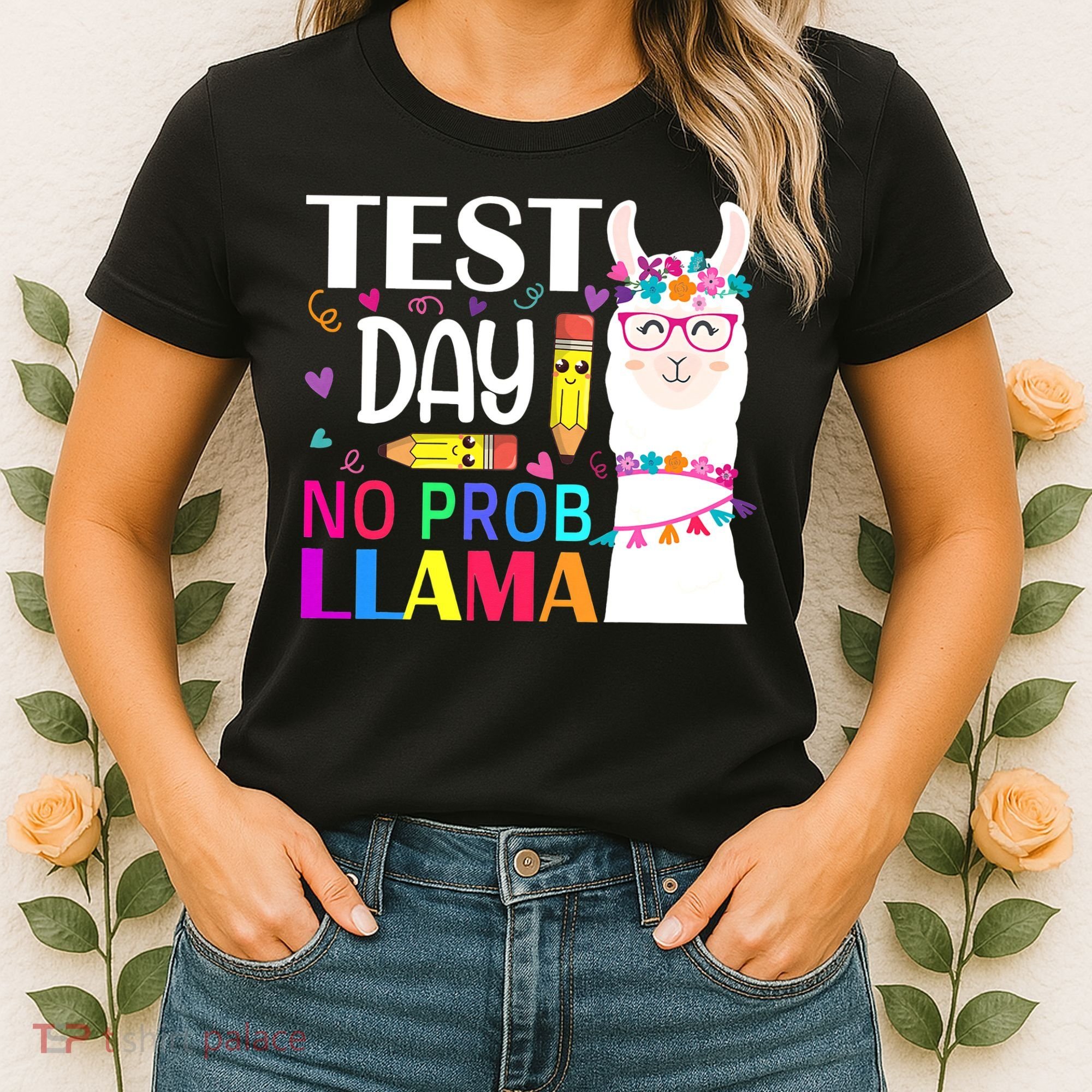 funny Test Day No Prob-llama Llama Teacher Women's T-Shirt