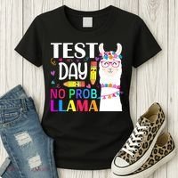 funny Test Day No Prob-llama Llama Teacher Women's T-Shirt thumb 3