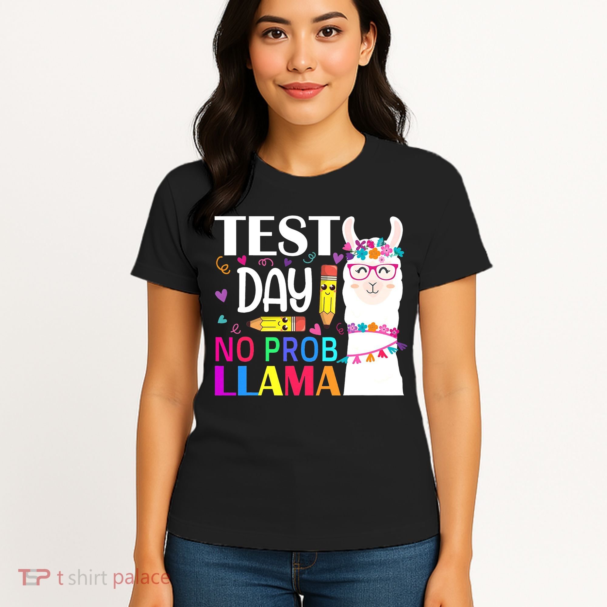 funny Test Day No Prob-llama Llama Teacher Women's T-Shirt