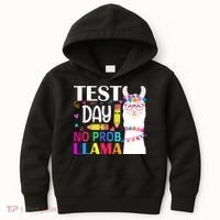 funny Test Day No Prob-llama Llama Teacher Kids Hoodie thumb 0