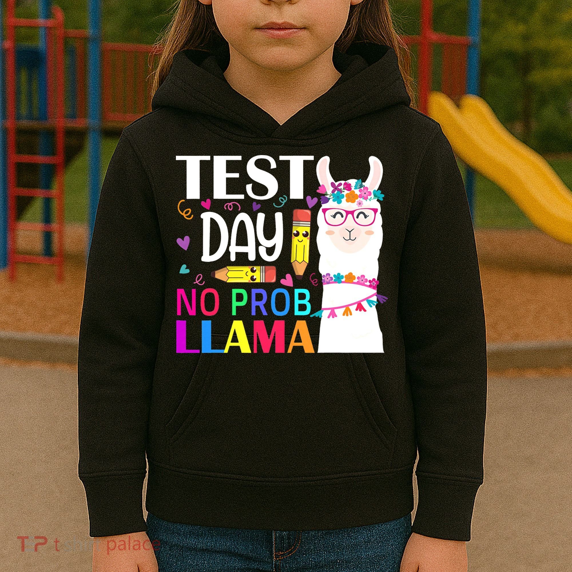funny Test Day No Prob-llama Llama Teacher Kids Hoodie