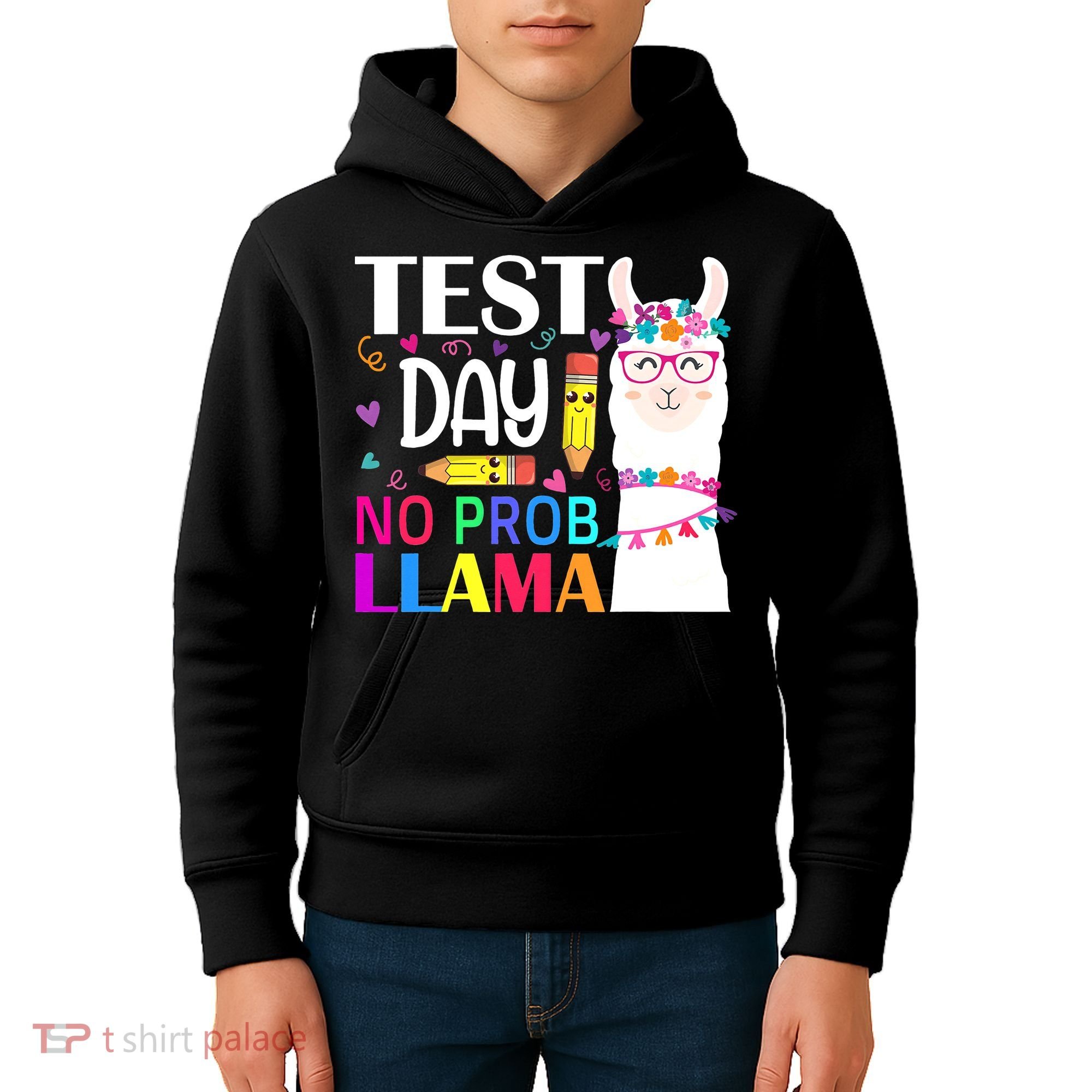 funny Test Day No Prob-llama Llama Teacher Kids Hoodie
