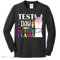 funny Test Day No Prob-llama Llama Teacher Kids Long Sleeve Shirt thumb 0