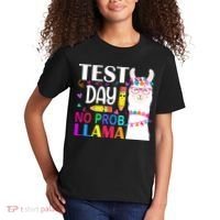 funny Test Day No Prob-llama Llama Teacher Kids T-Shirt thumb 2