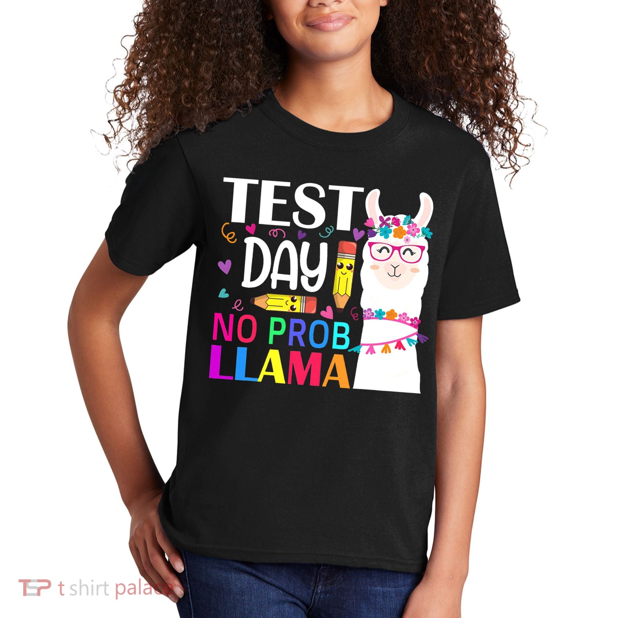 funny Test Day No Prob-llama Llama Teacher Kids T-Shirt