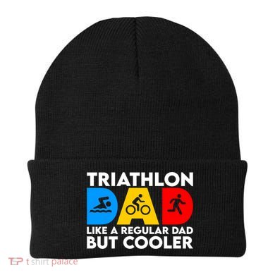 Funny Triathlon Design Dad Swim Bike Run Triathletes Gift Beanie