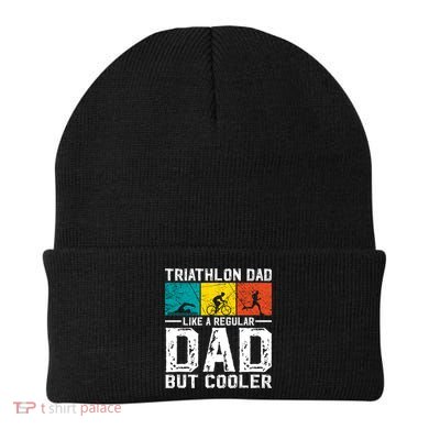 Funny Triathlon Design Dad Swim Bike Run Triathletes Gift Beanie