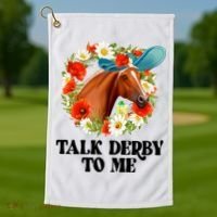 Funny Talk Derby To Me Horse Derby Racing Golf Towel thumb 1