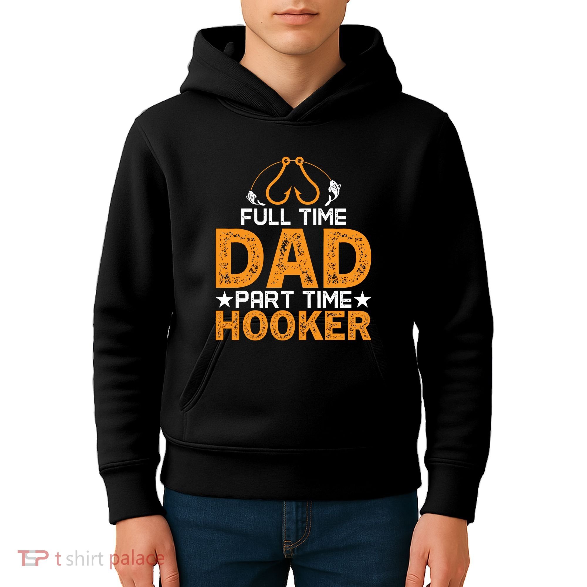 Full Time Dad Part Time Hooker Fishing Kids Hoodie