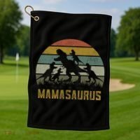 Funny T-rex Dino Mamasaurus  Golf Towel thumb 1