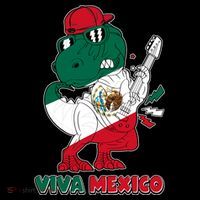 Funny Trex Dinosaur Viva Mexico Button thumb 1