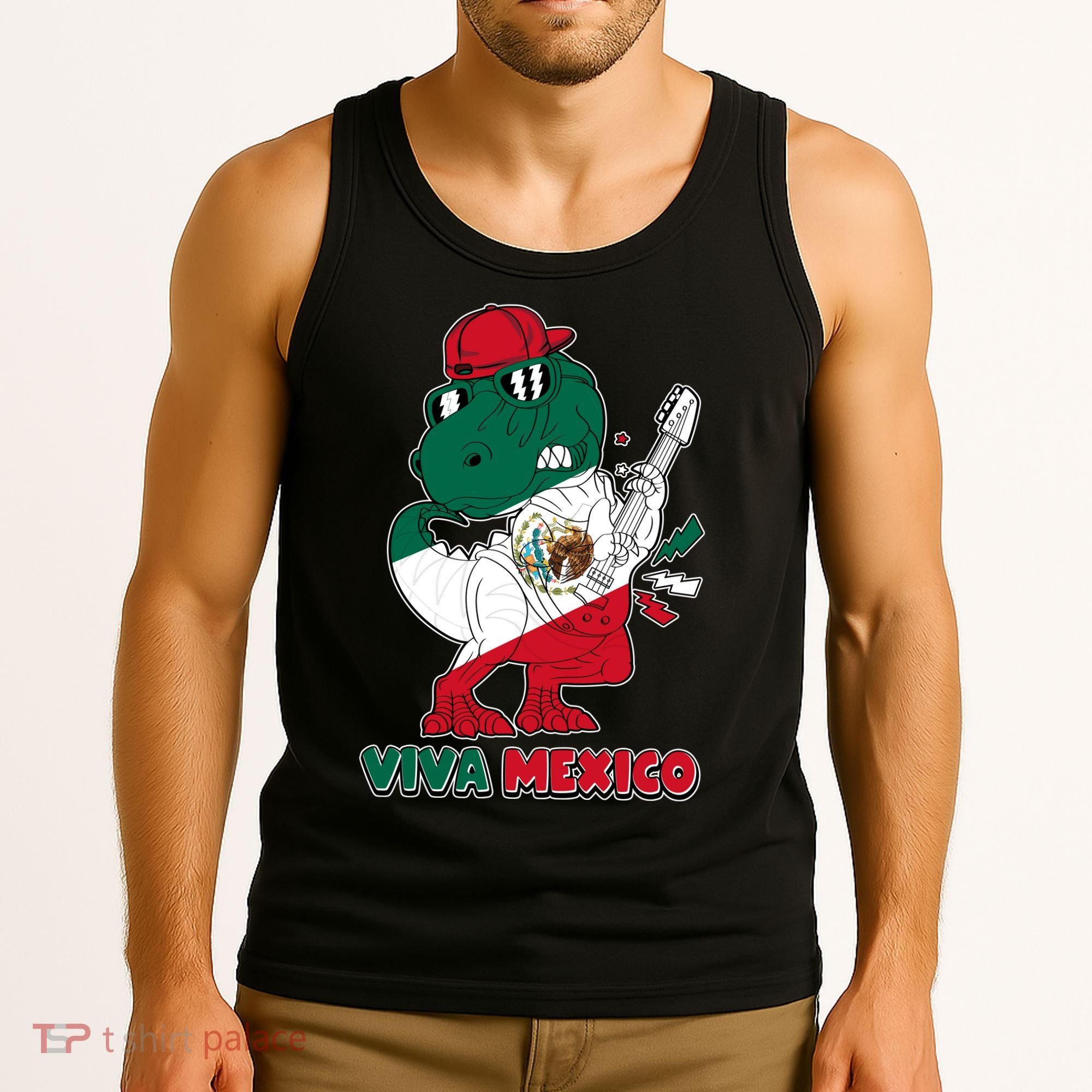 Funny Trex Dinosaur Viva Mexico Tank Top