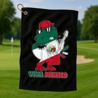 Funny Trex Dinosaur Viva Mexico Golf Towel thumb 1