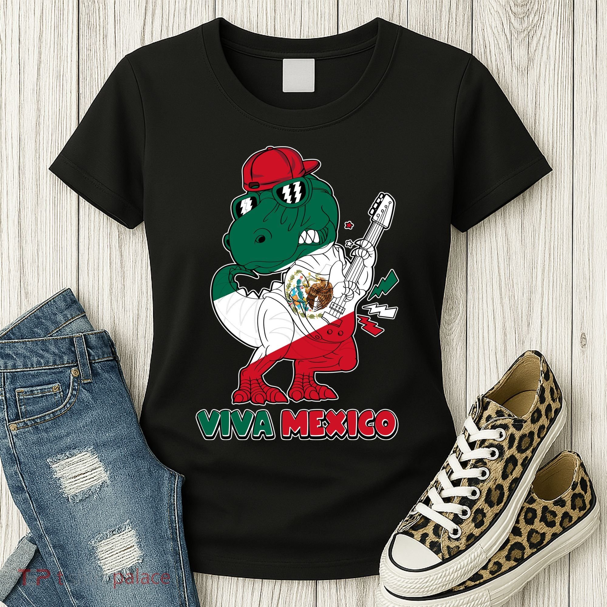 Funny Trex Dinosaur Viva Mexico Women's T-Shirt