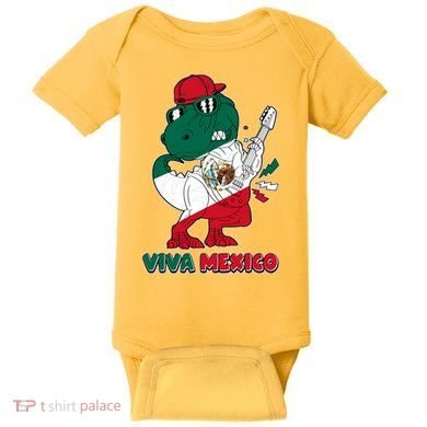 Funny Trex Dinosaur Viva Mexico Baby Bodysuit