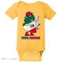 Funny Trex Dinosaur Viva Mexico Baby Bodysuit thumb 0