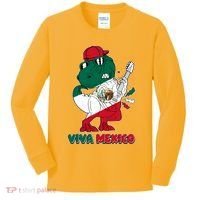 Funny Trex Dinosaur Viva Mexico Kids Long Sleeve Shirt thumb 0
