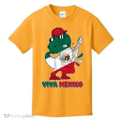 Funny Trex Dinosaur Viva Mexico Kids T-Shirt