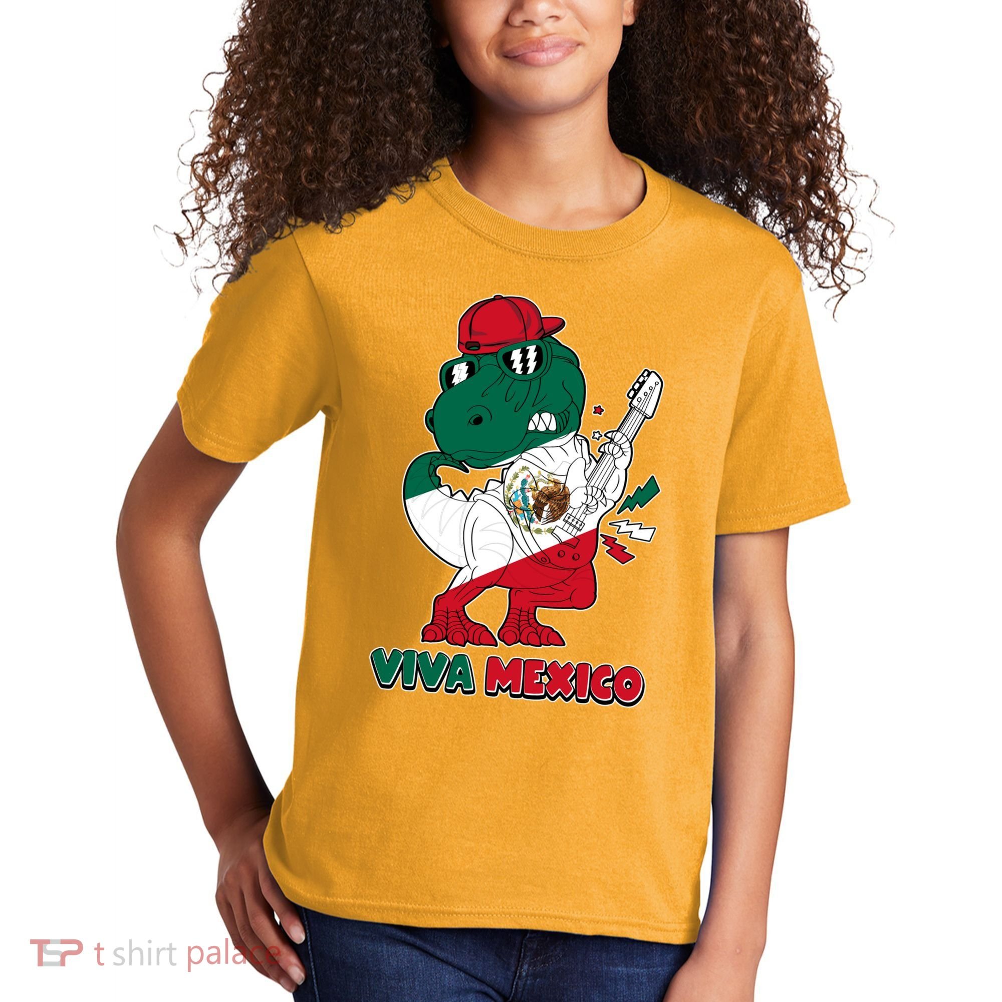 Funny Trex Dinosaur Viva Mexico Kids T-Shirt