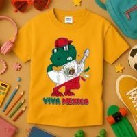 Funny Trex Dinosaur Viva Mexico Kids T-Shirt thumb 3