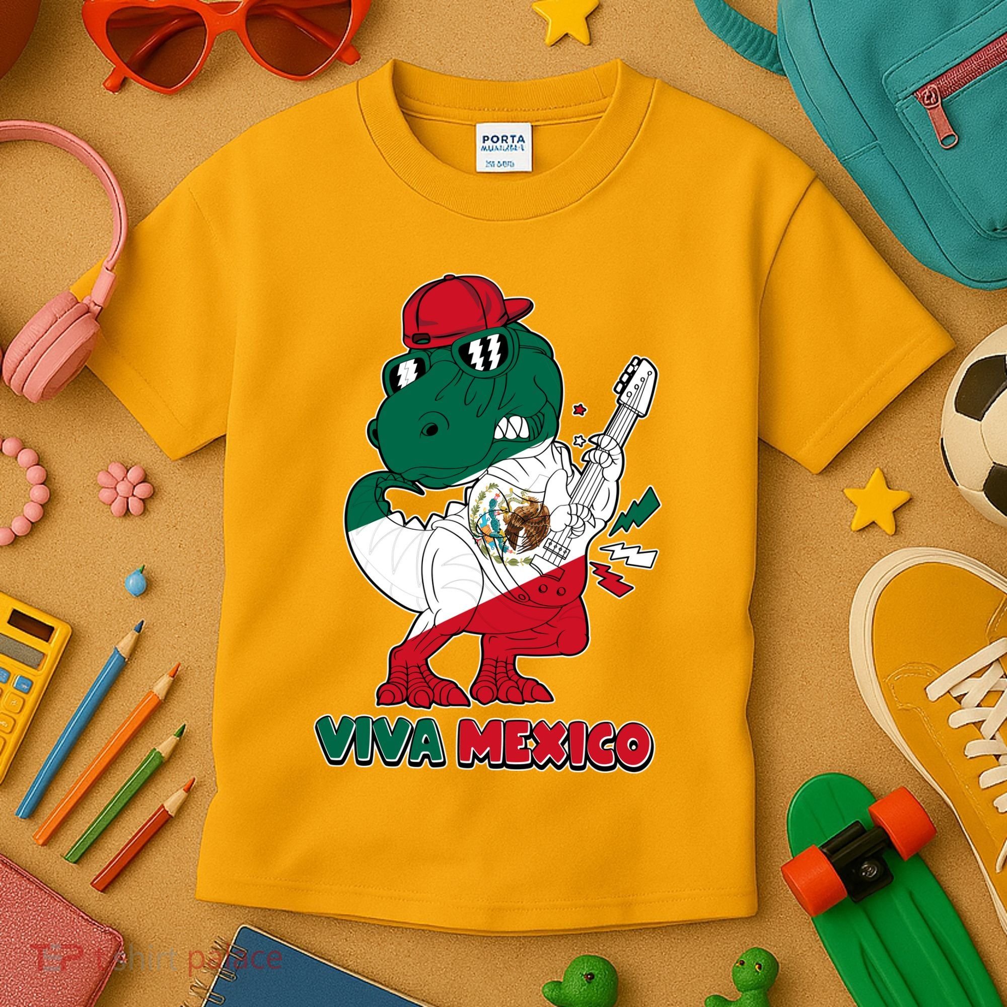 Funny Trex Dinosaur Viva Mexico Kids T-Shirt