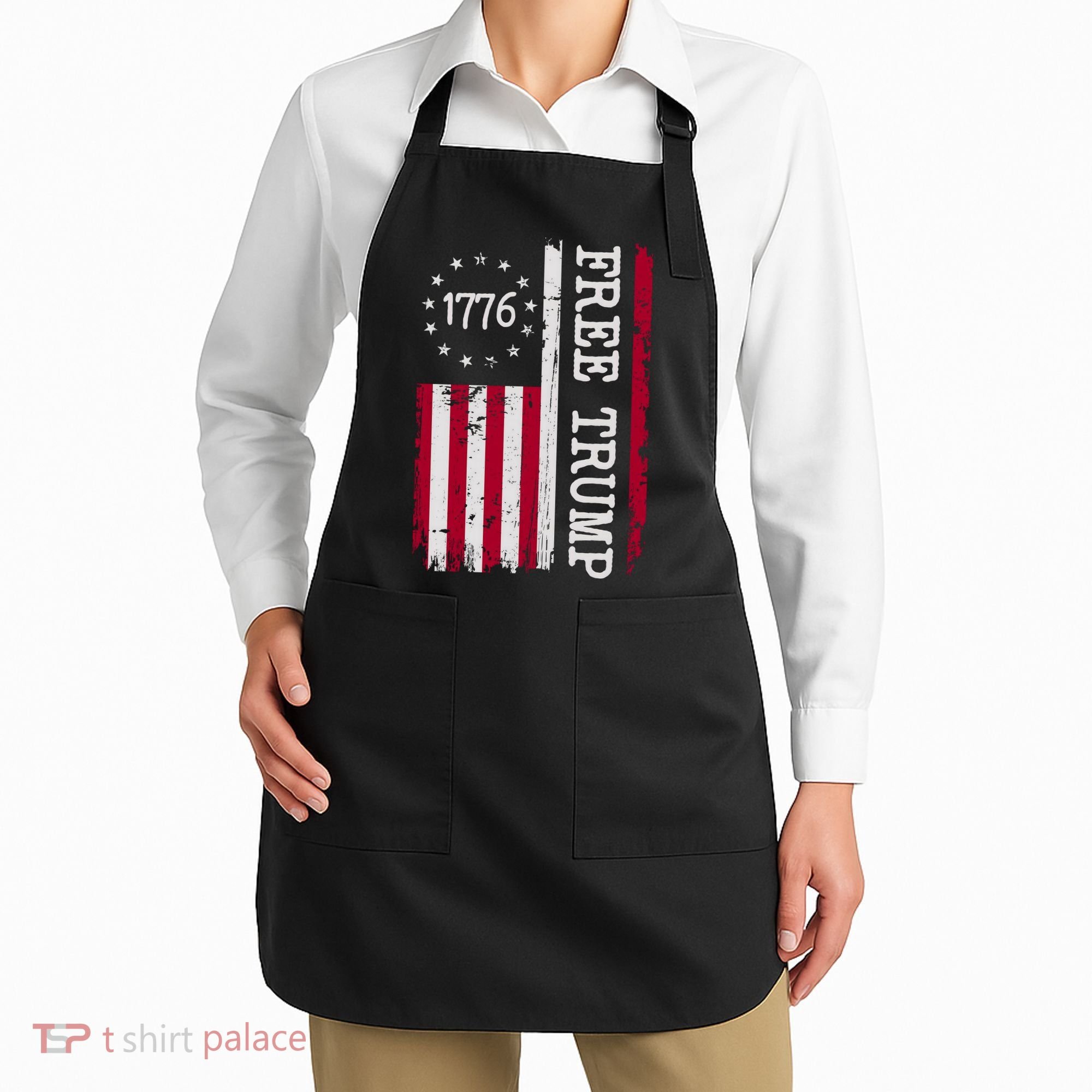 Free Trump Destressed 1776 Betsy Ross USA Flag Apron